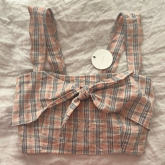 En Creme | Tops | Plaid Front Ribbon Tank | Poshmark